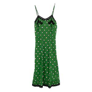 Jean Paul Gaultier for Target Green Black Polka Dot Lace Trim Mini Dress